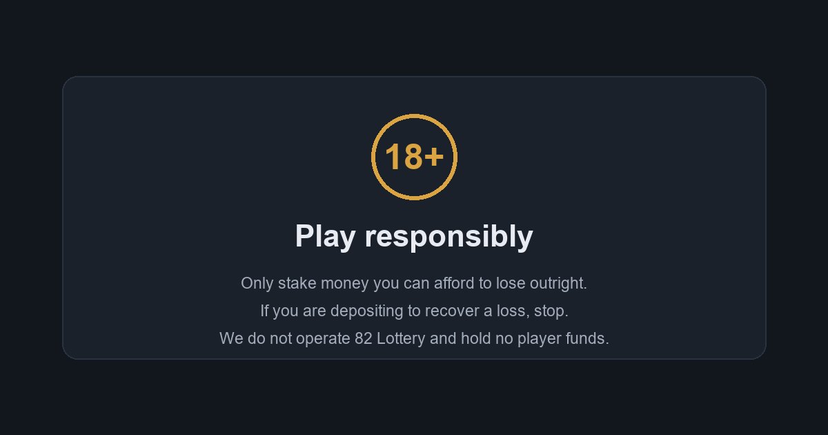 18 plus and responsible play notice for 82 Lottery